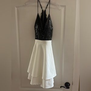 NWT-White with black sequence dress